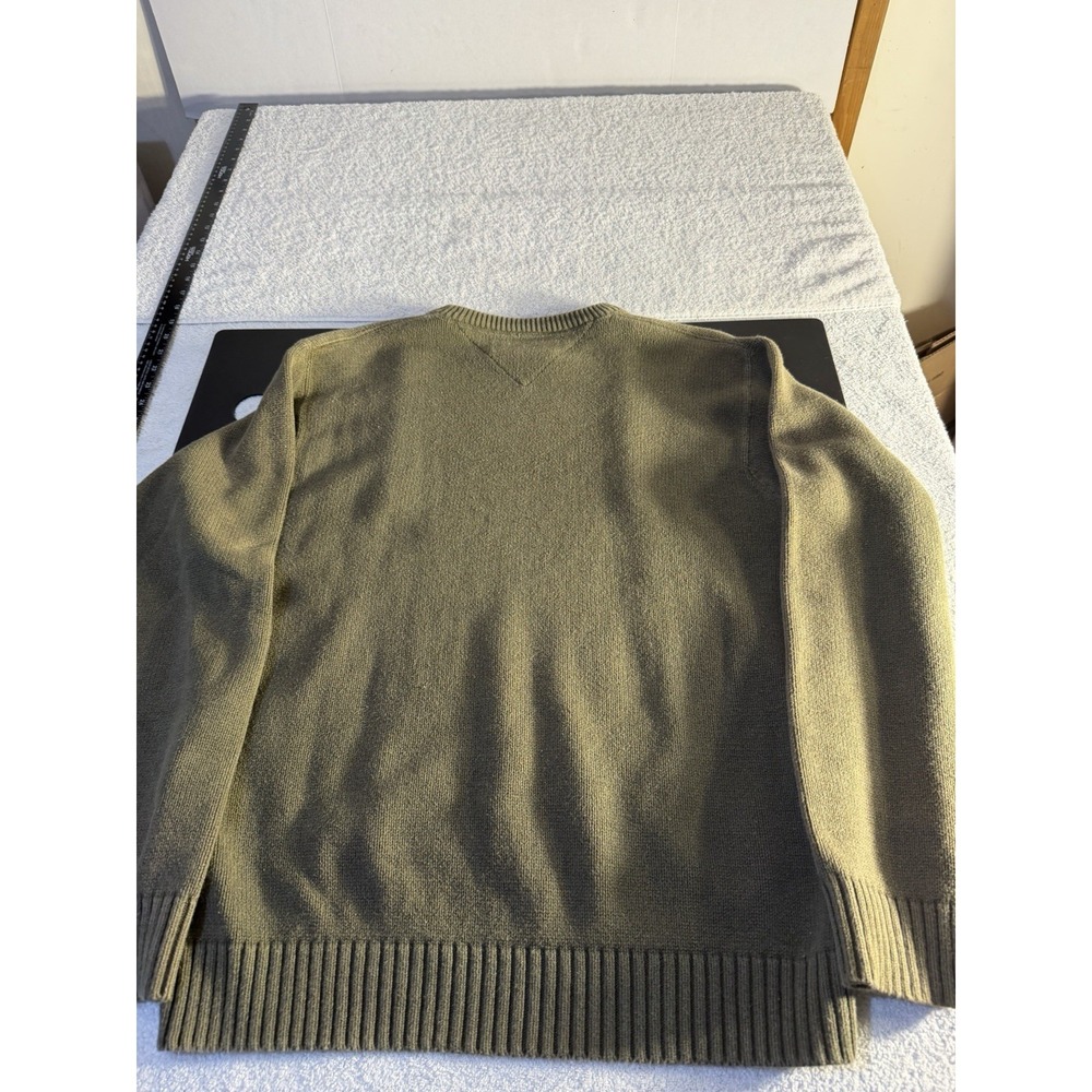 Tommy Hilfiger Mens L Green Knit Crewneck Pullover Sweater Logo Crest DM#20781 - Picture 12 of 16